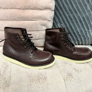Brown Leather Work-Style Boots